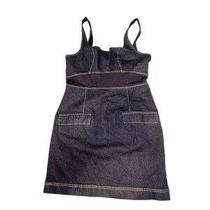 Anthropologie Dress Mini Dark Wash Denim 10 Pockets‎ Elastic